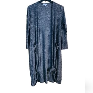 LLR LuLaRoe Sarah Lightweight Cardigan Duster Dark Heather Gray w Pockets L